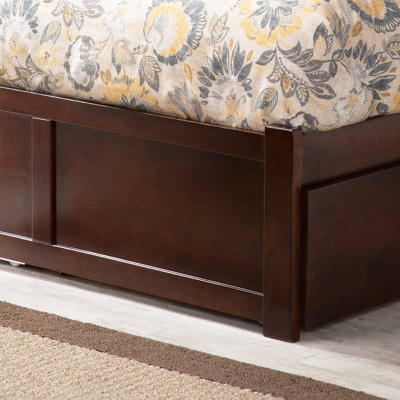 Madison King Platform Bed with Footboard and 2 Drawers in Walnut