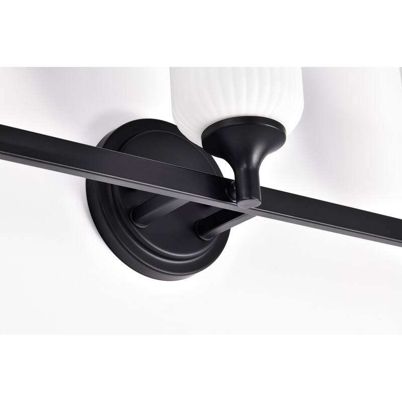 Solara 3 Light Vanity Matte Black Finish Frosted Ribbed Glass - Matte Black