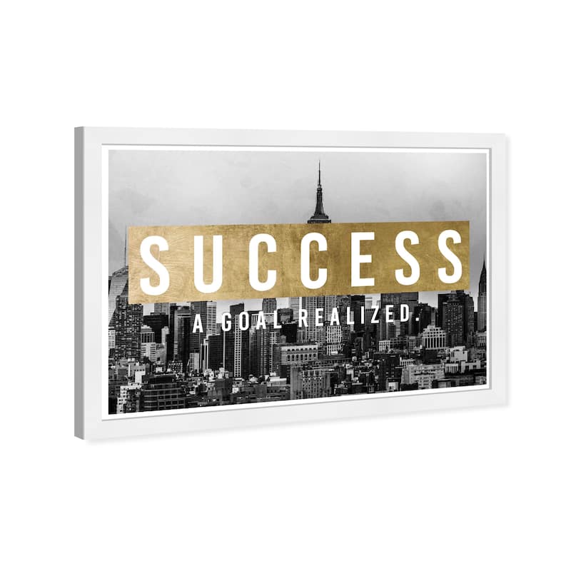 Wynwood Studio Prints Cities and Skylines Success City Gold and Metallic Gold Modern & Contemporary Wall Art Canvas Print
