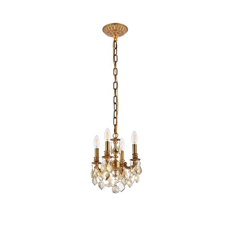 Fleur Illumination Collection Pendant D:10in H:10in Lt:4 French Gold Finish