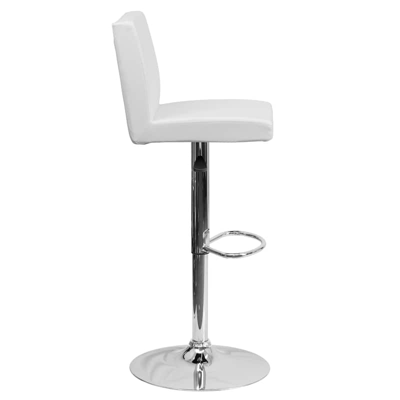 2 Pack Contemporary Adjustable Height Barstool with Panel Back and Chrome Base
