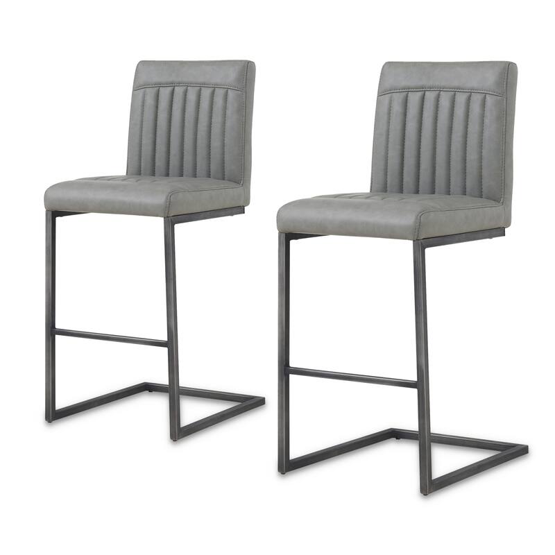 NPD Furniture Ronan Faux Leather Counter Stool,Set of 2 - Antique Graphite Gray