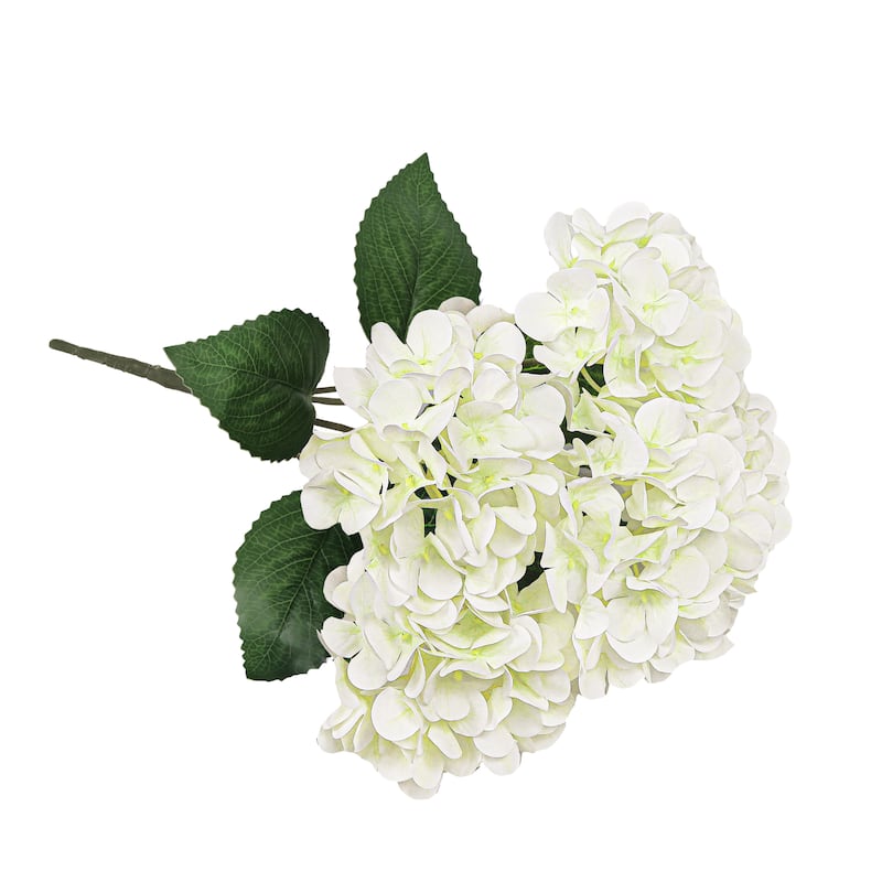 Set of 2 Natural Touch Cream WhiteArtificial Hydrangea Flower Stem Bush Bouquet 18in - 18" L x 11" W x 11" DP