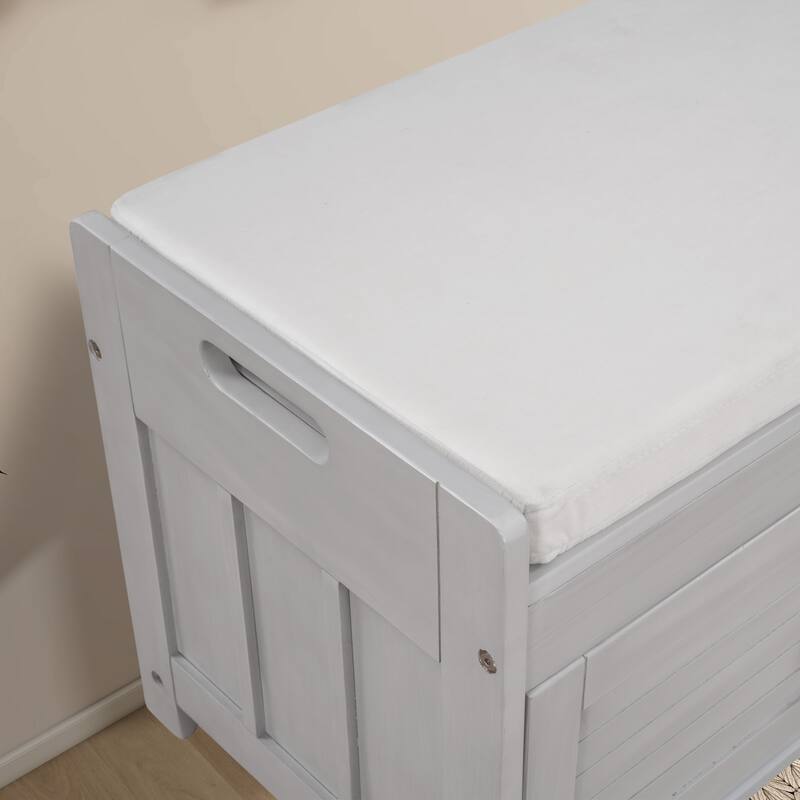 43.5" Storage Bench With Linen Blend Cushion