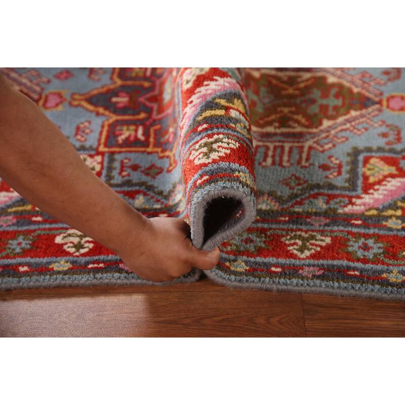 Geometric Heriz-Serapi Accent Rug Hand-Knotted Wool Carpet - 2'11"x 5'1"