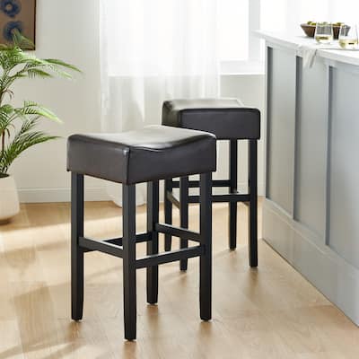 30-inch Bonded Leather Backless Bar Stool (Set of 2), Brown
