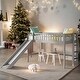 preview thumbnail 1 of 26, Twin Size Low Loft Bed with Ladder and Slide, Space-saving, Gray Grey