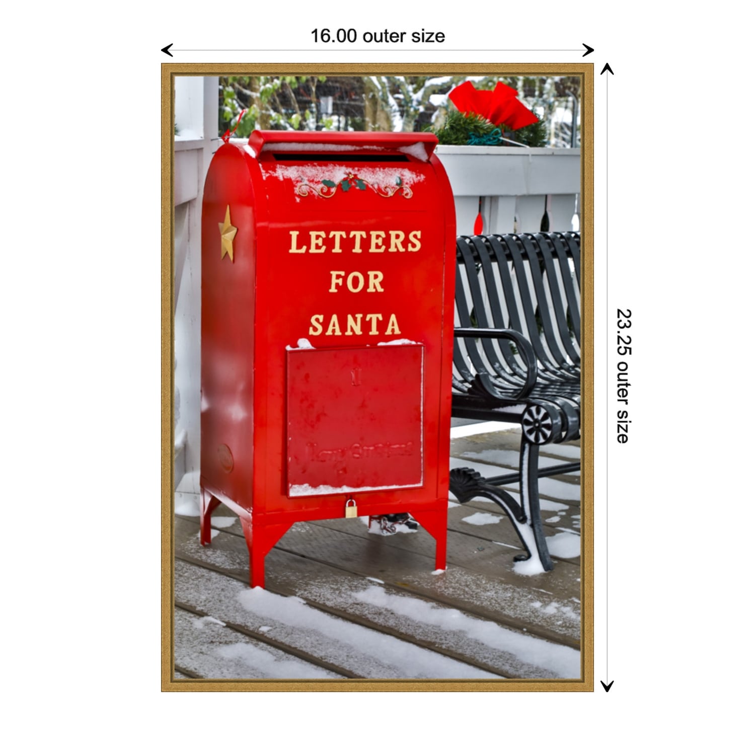 Letters for Santa Red Mailbox with Snow, D Gulin Framed Canvas Print