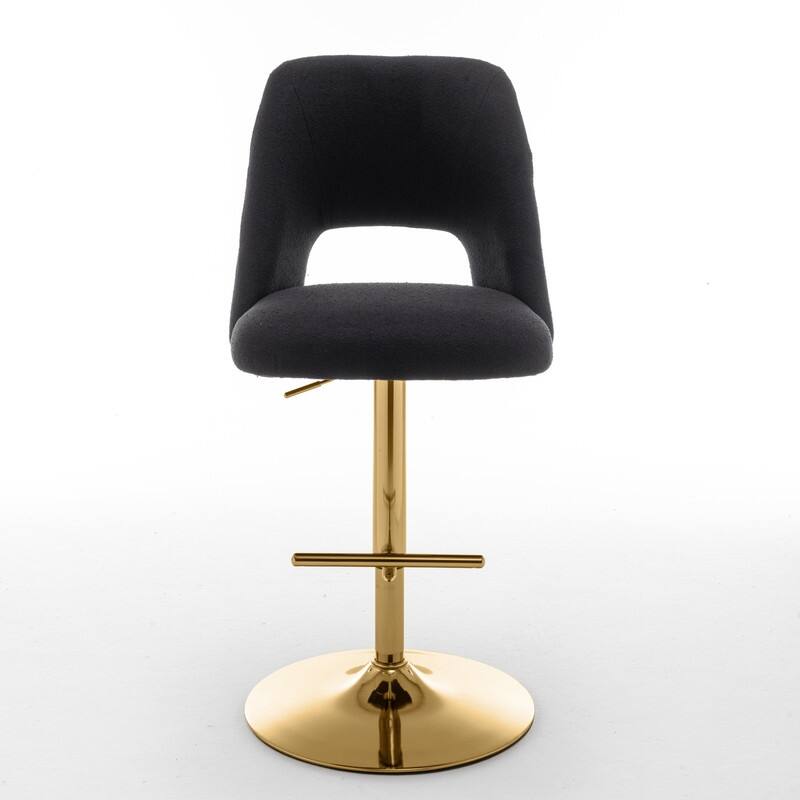 Best Quality Furniture Adjustable Textured Fabric Barstools with Chrome Finish Base (Set of 2)