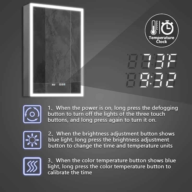 ExBrite Led Lighted Medicine Cabinet Recessed or Surface with Mirrors