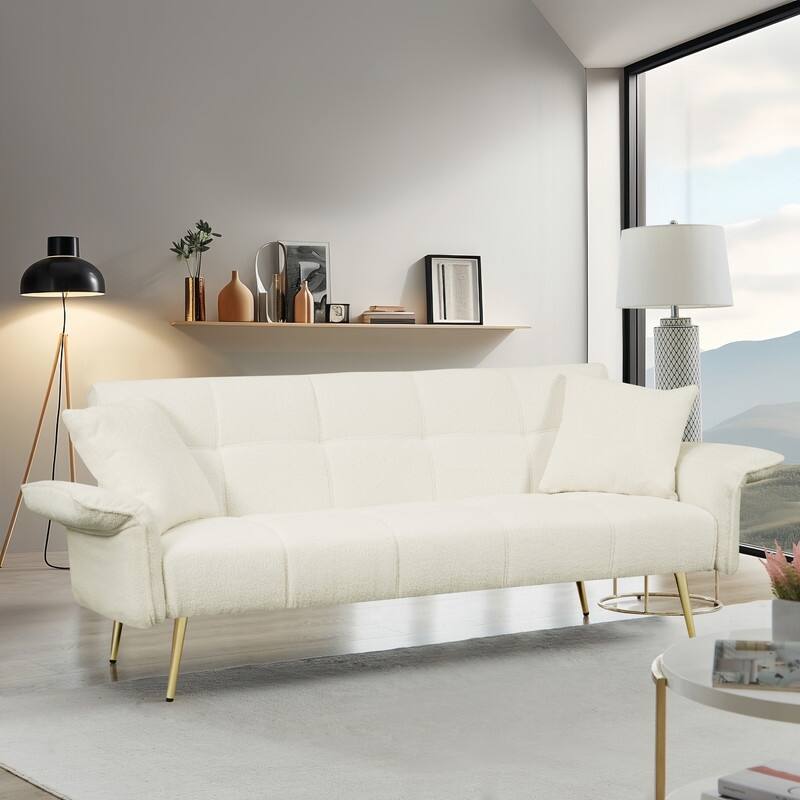 70 "Teddy Velvet Sofa Bed With Adjustable Armrests