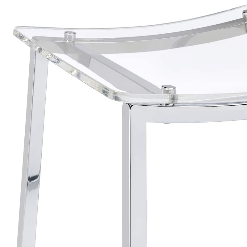 Jovani Acrylic Backless Stool Chrome (Set of 2)