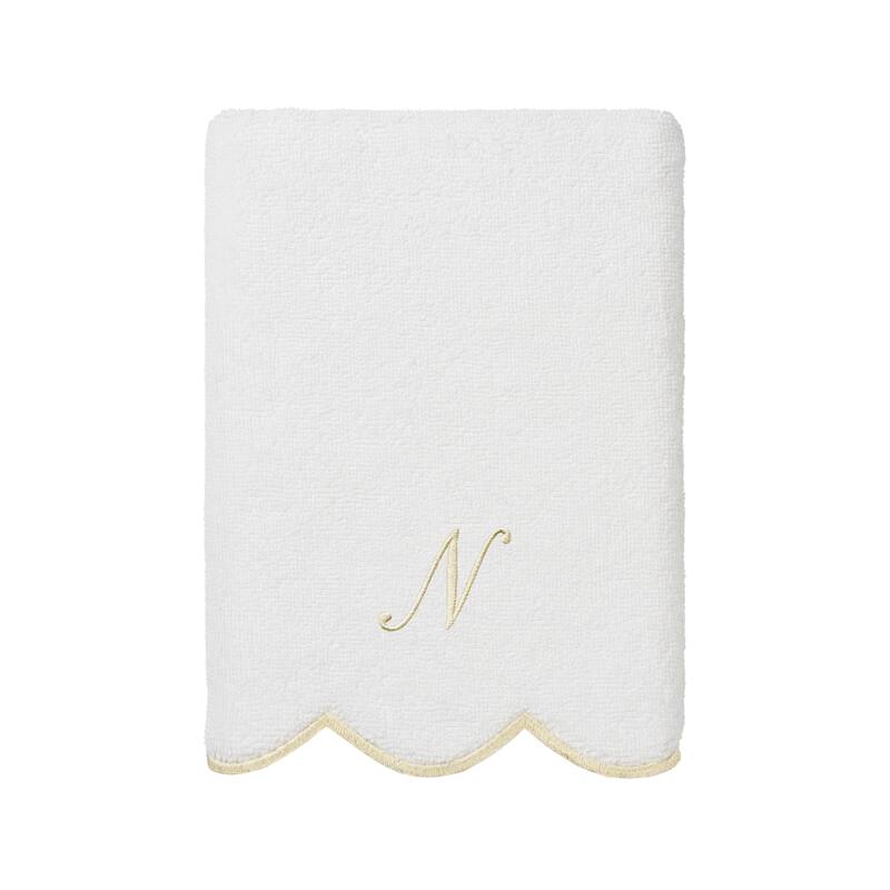 Authentic Hotel and Spa 100% Turkish Cotton Beige ADORNIA Scallop Personalized 3 Piece Towel Set - 3 Piece Set
