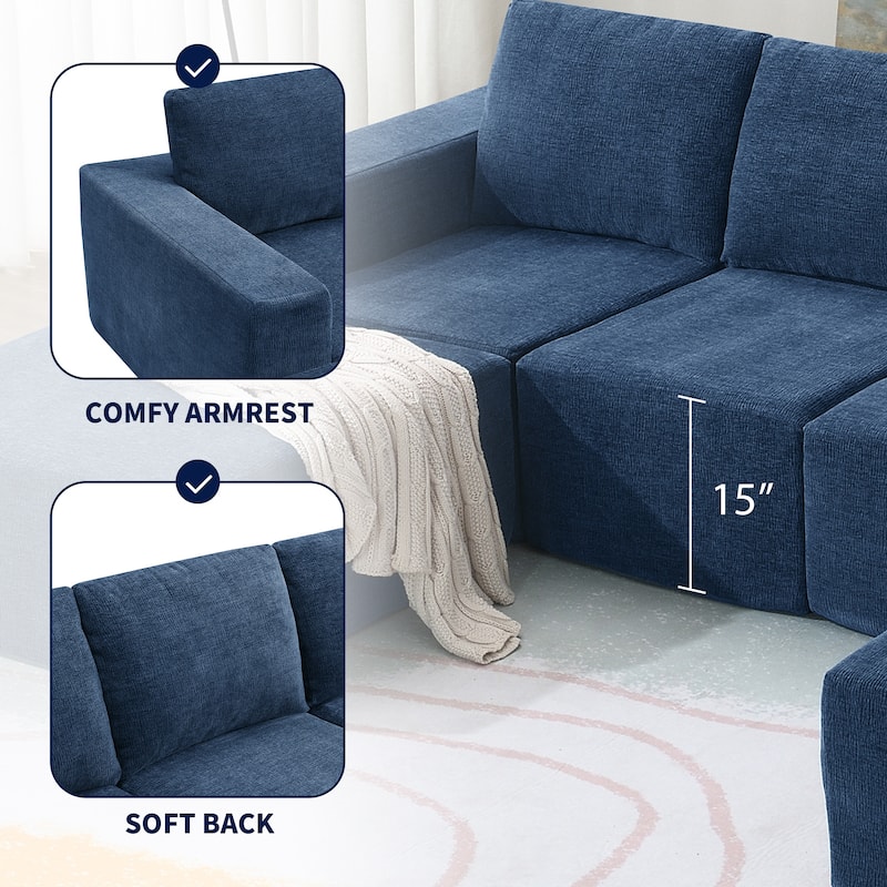 110"x72" Modular U-Shaped Sectional Sofa for Living Room & Bedroom
