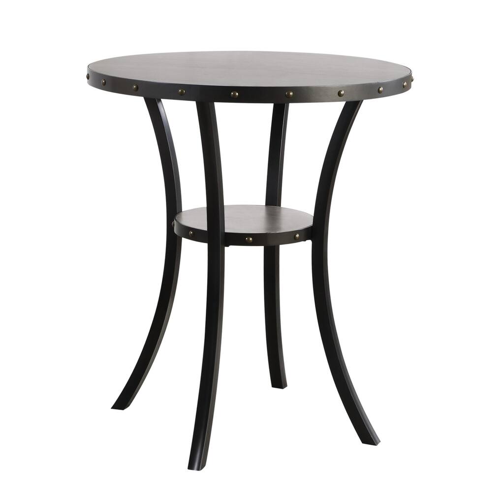 36 Inch Round Wood Bar Table with Flared Legs, Gray