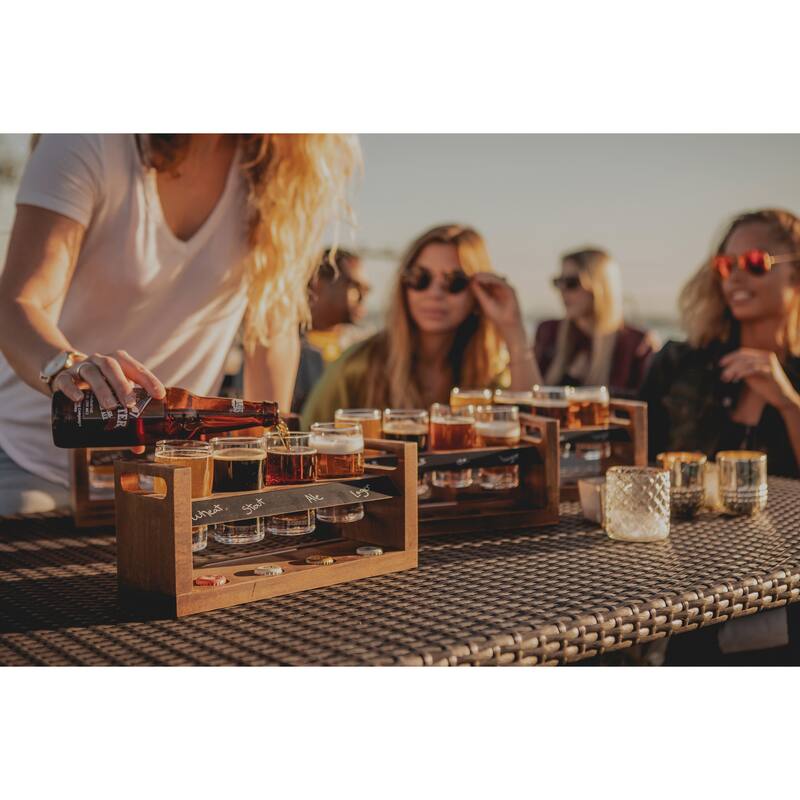Craft Beer Flight Beverage Sampler, (Acacia Wood)