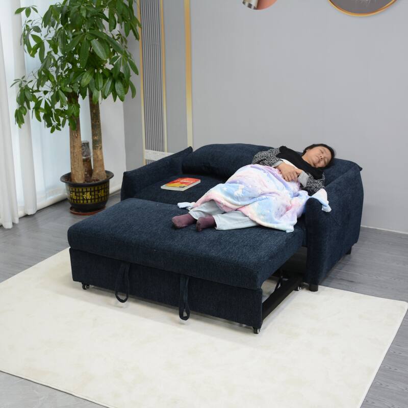 Loveseat Convertible Pull-out Sleeper Sofa Bed, Adjustable Backrest Futon Couch Sleeper Recliner Sofa Couch for Living Room