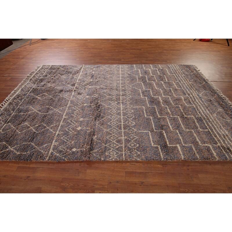 Plush Moroccan Area Rug Hand-Knotted Wool Carpet - 6'9" x 10'3"