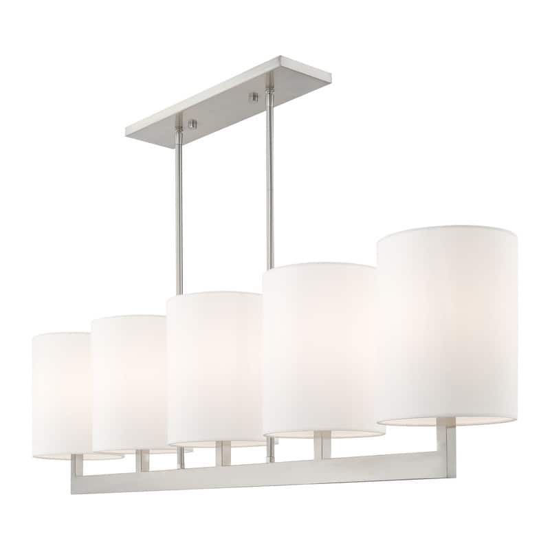 Livex Lighting 5-light Brushed Nickel Chandelier, 42406-91 - 49" L X 7.5" W X 22" - 40" ADJ H