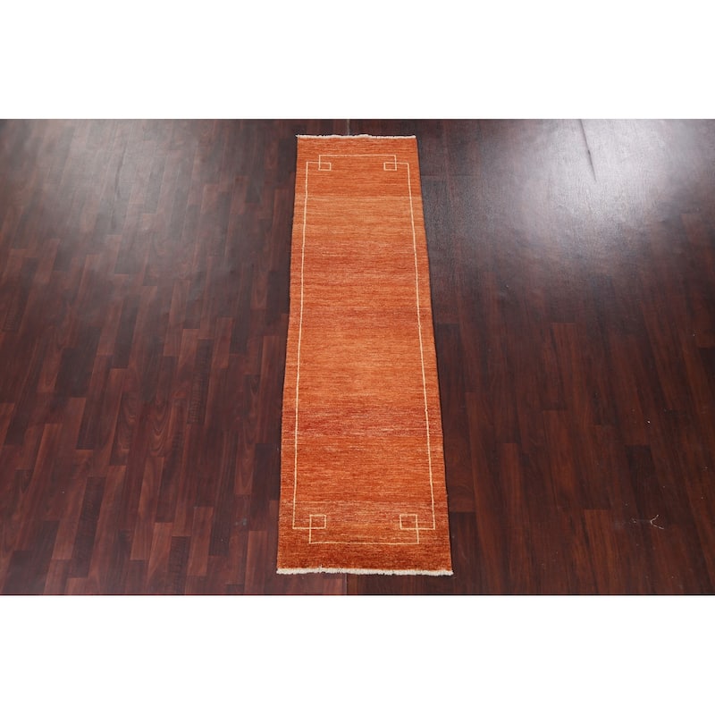 Bordered Gabbeh Kashkoli Oriental Runner Rug Hand-knotted Wool Carpet - 2'5" x 8'5"