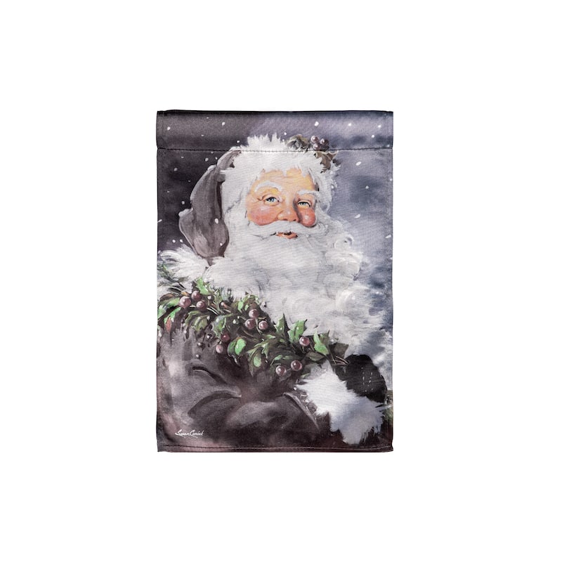 12.5 in. x 18 in. Santa in the Winter Lustre Garden Flag - Multicolor
