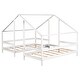 preview thumbnail 20 of 18, Double Twin Size Triangular House Beds, Wooden Twin Platform Bed Frame with Built-in Desk & Guard Rails, No Spring Box Required