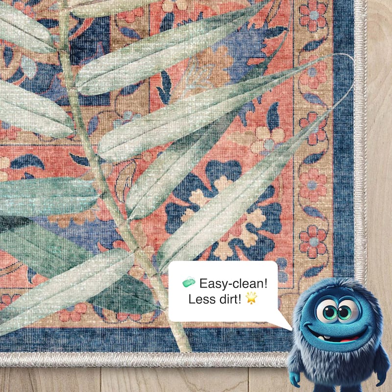 Well Woven Apollo Botanical Tiger Modern Flat Pile Stain Resistant Rug