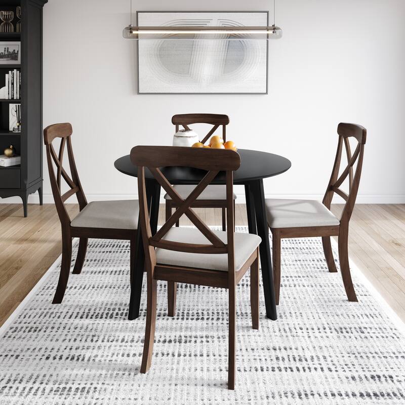 CraftPorch Farmhouse 4-Piece Chair and Round Table Wooden Dining Set