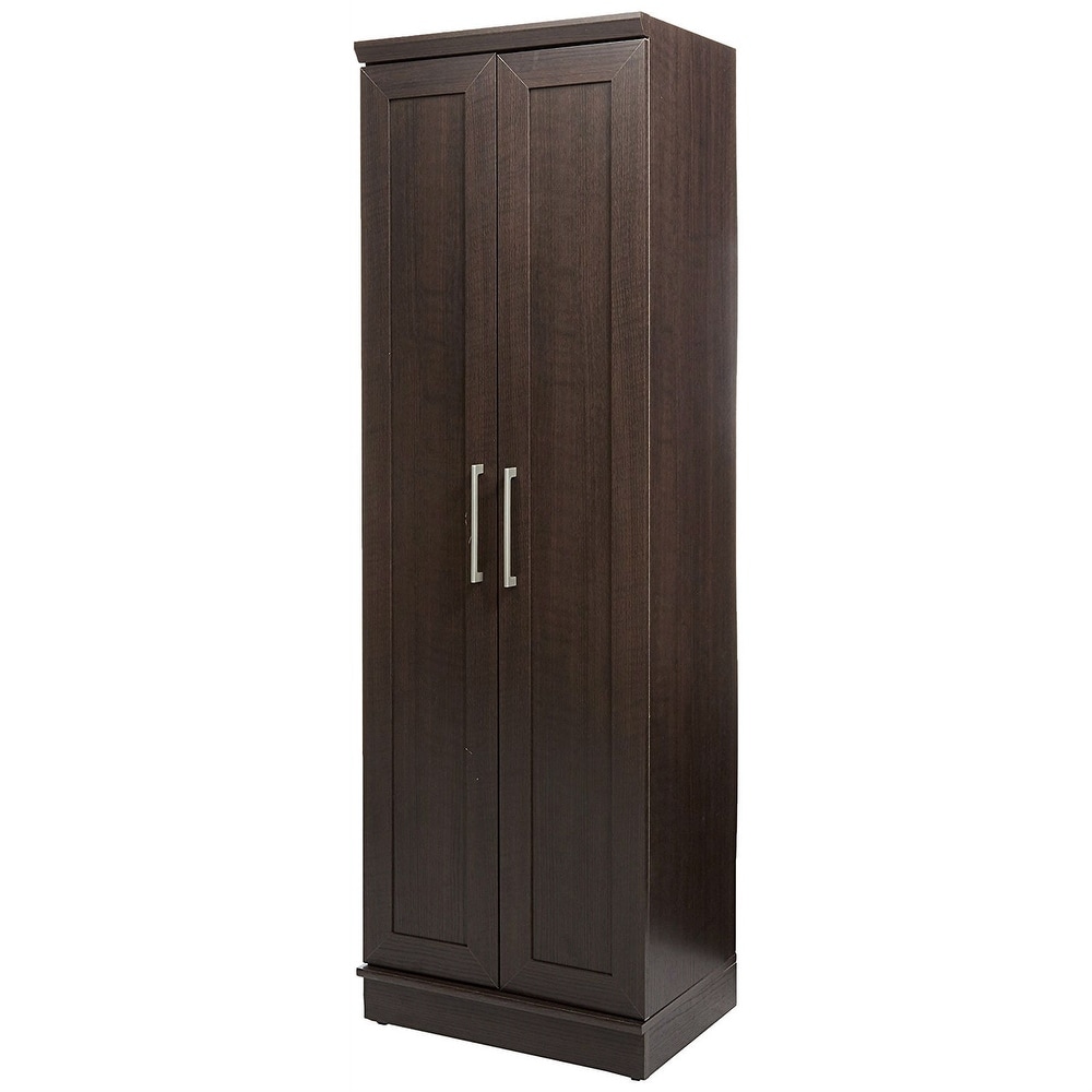 Bedroom Wardrobe Cabinet Storage Closet Organizer in Medium Oak Finish - 40W x 19.4D x 71.1H - Brown