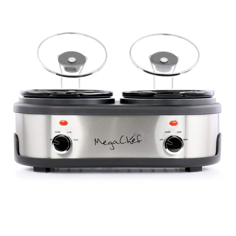 MegaChef Dual 1.5 Liter Crock Buffet Slow Cooker