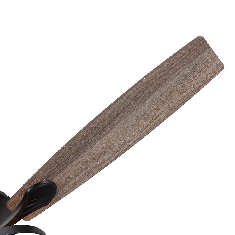 52" Industrial Wood 5-Blade 3-Light Metal Ceiling Fan with Remote