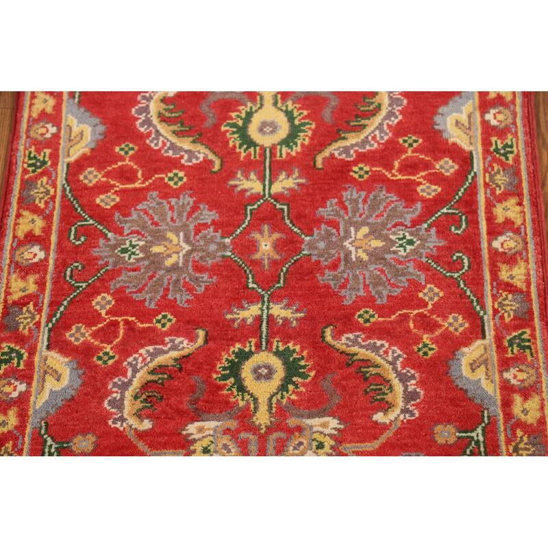 Kazak Oriental Foyer Rug Handmade Red Floral Wool Carpet - 2'0" x 3'0"