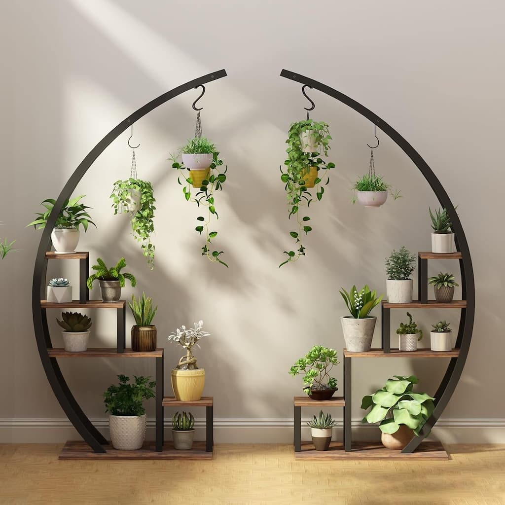 Indoor and Outdoor Plant Stand, 2-Pack 5-Tier Heavy Duty Metal Plant Stand, 56 Inch High