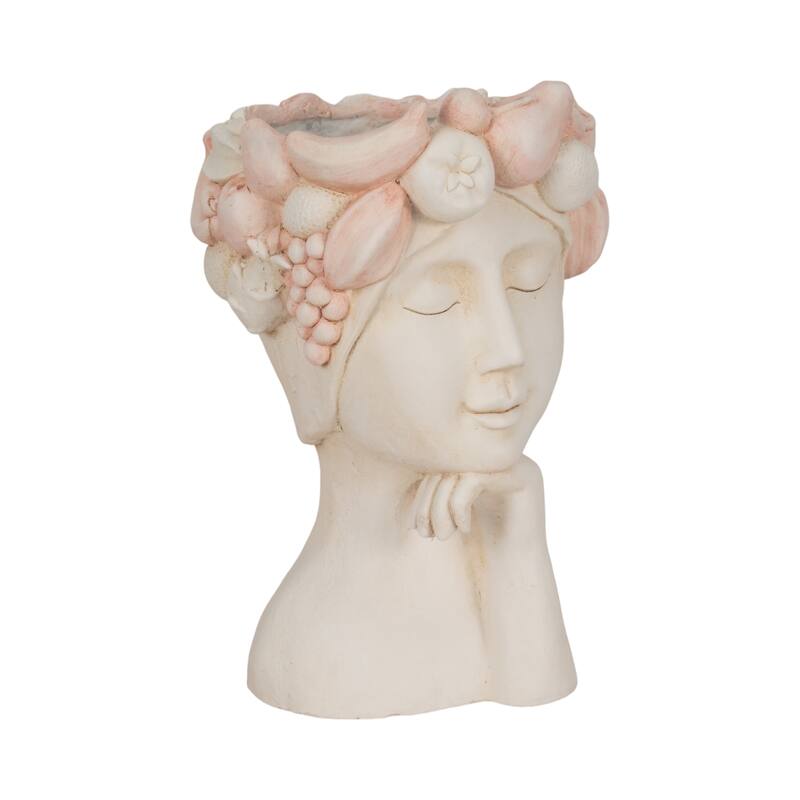 Unique Bust Style Resin Planter or Flower Pot with Crown Detail