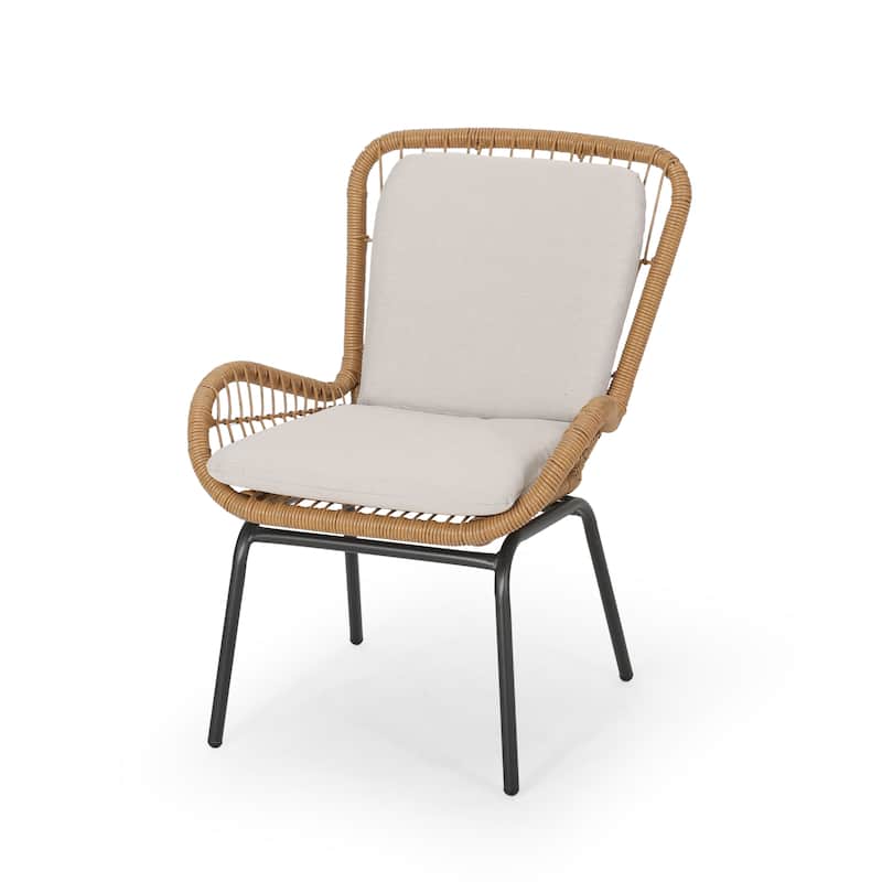 Pabrico Outdoor Wicker Club Chair with Cushions (Set of 2) by Christopher Knight Home