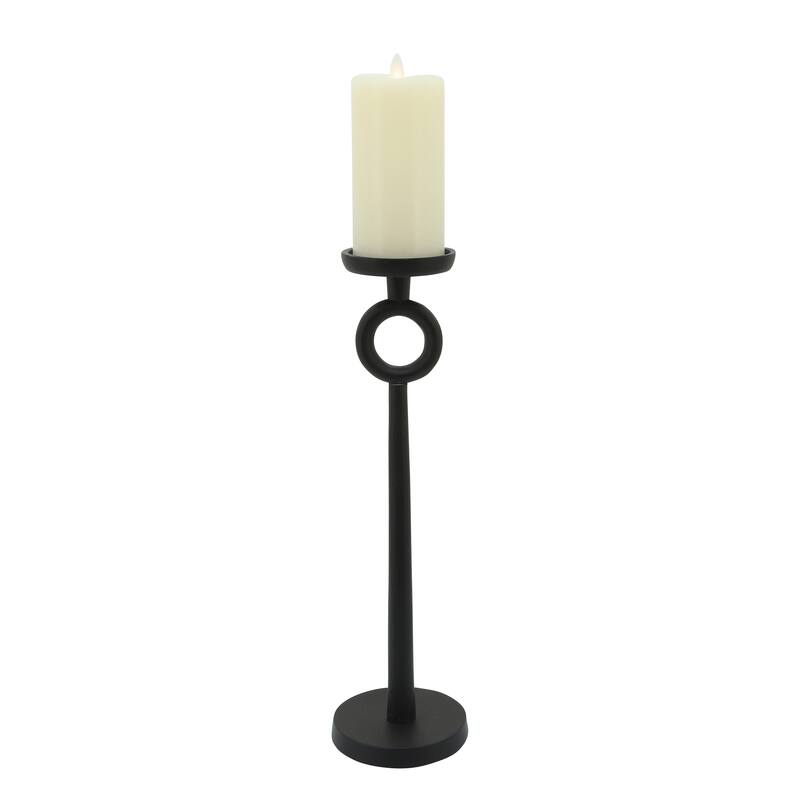 Metal Candle Holder - Contemporary Black Aluminum Narrow Candle Holder for Home or Office Decor