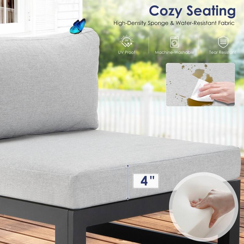 FINCATI Aluminum Outdoor Patio Furniture Conversation Sectional Sofa Set