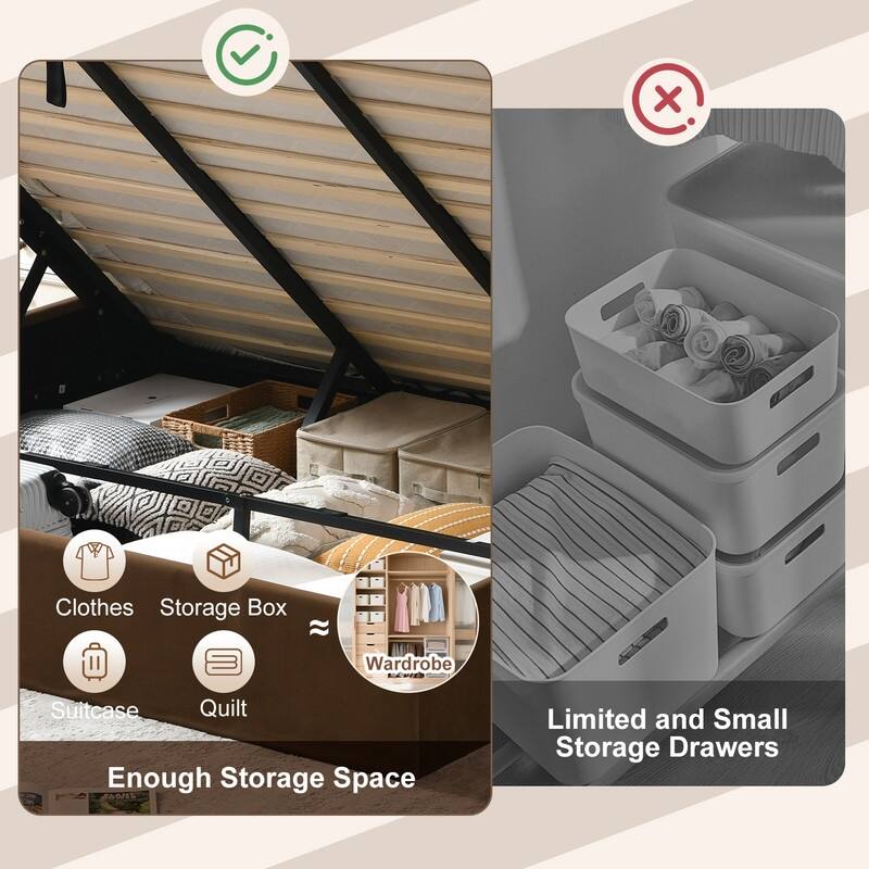 Full Size Lift-Up Storage Bed, White