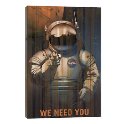 We Need You Print On Wood by NASA - Multi-Color