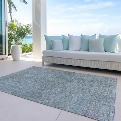 Machine Washable Indoor/ Outdoor Chantille Traditional Distressed Rug