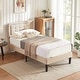 preview thumbnail 3 of 58, VECELO Tufted Upholstered Kids Bed with Adjustable Headboard,Twin Size Bed Set of 2