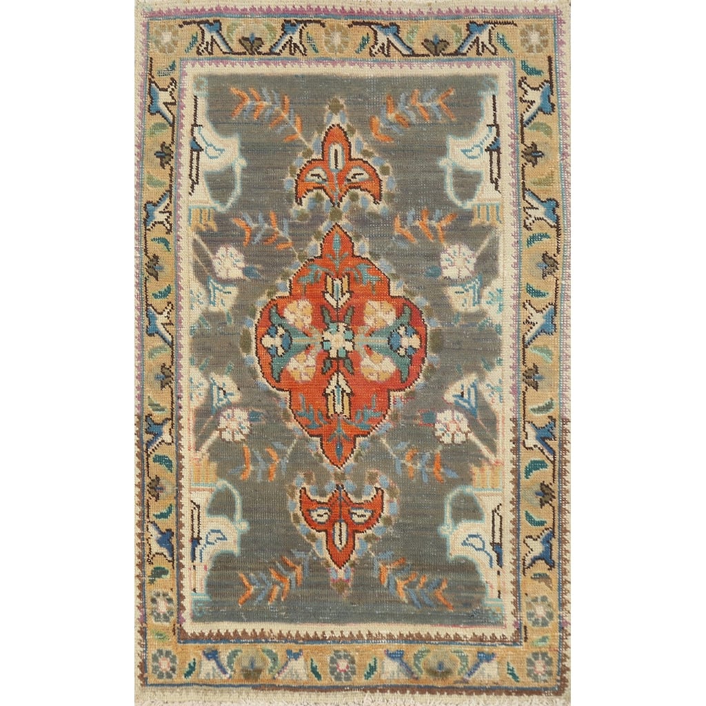Hand Knotted Oriental 100% Wool Carpet Traditional Medallion Greys & Charcoal Tabriz Area Rug - 4' 3'' X 2' 7''