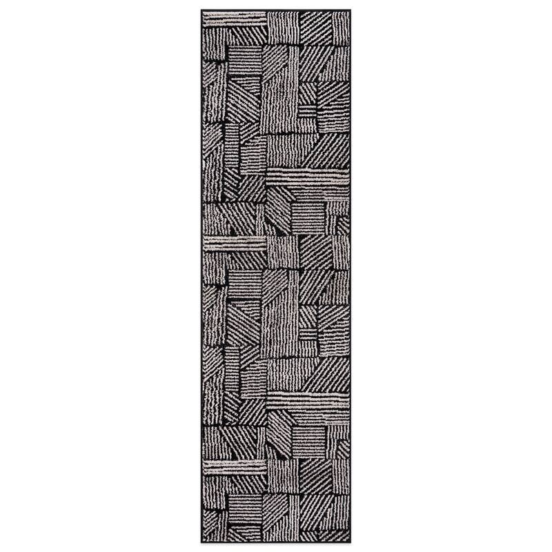 World Rug Gallery Contemporary Boho Stripes Black Area Rug