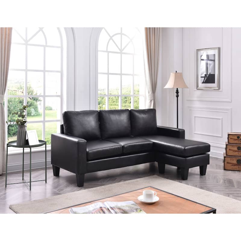 Jenna Small Sofa with Chaise Lounge - Black