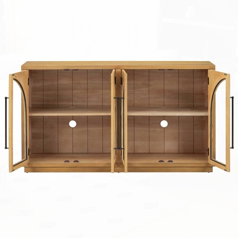4-Door Large Storage Sideboard Buffet Cabinet with Glass Doors