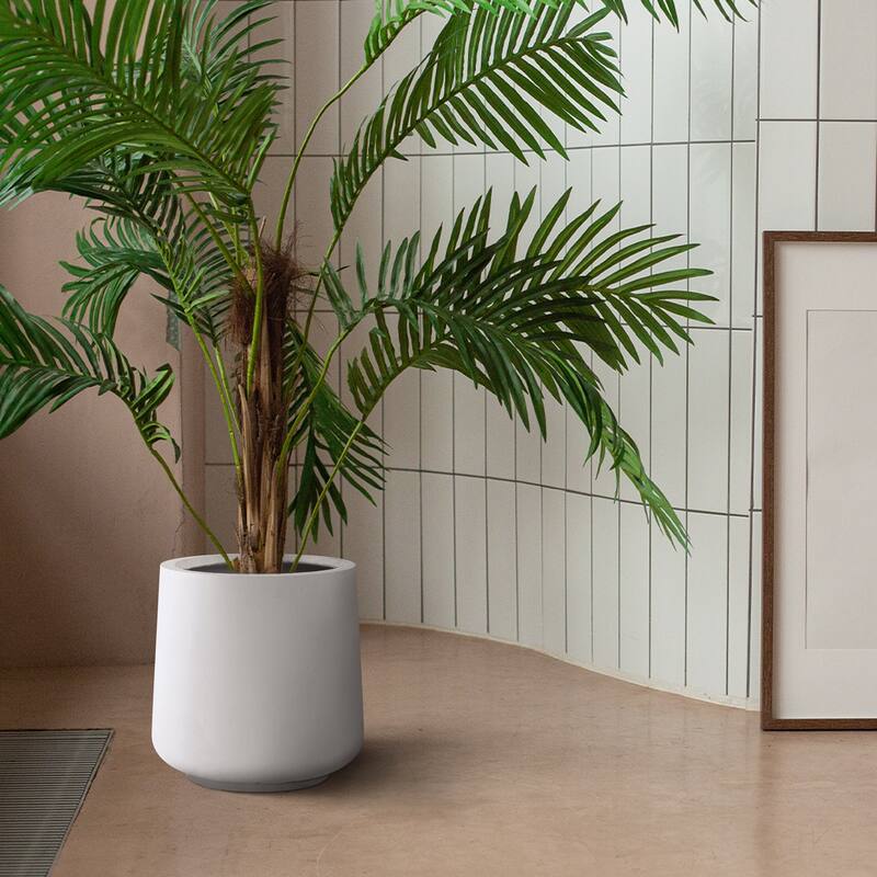 Small 13.4 in. Tall, Lightweight Concrete Indoor/Outdoor Round Planter