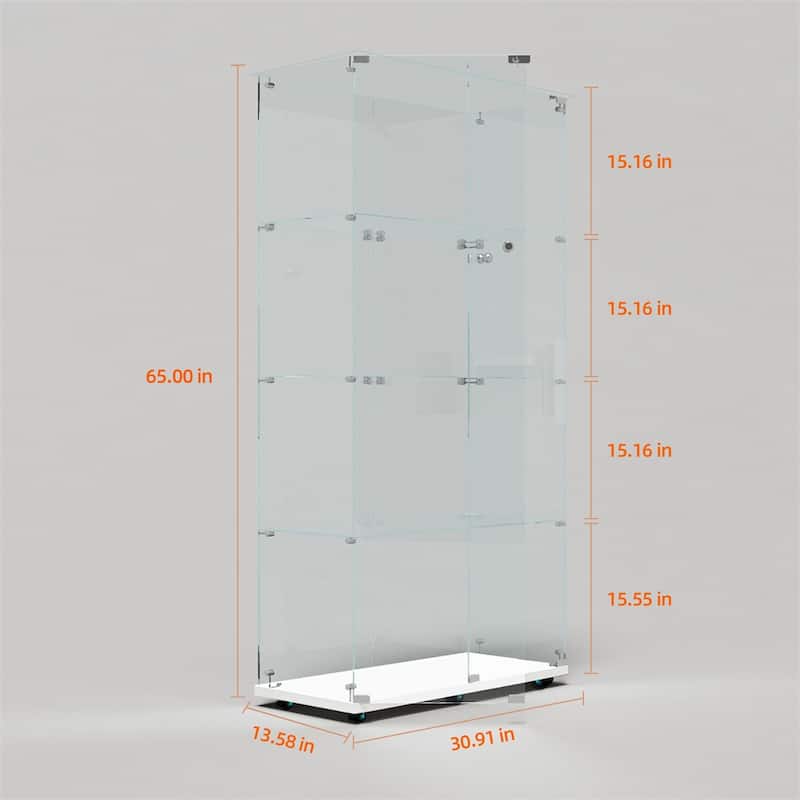 Tempered Glass Display Cabinet,Storage Cabinet,File Cabinet,with LED - White