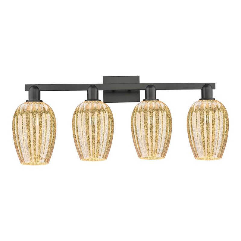 Innovations Lighting 716-4W-14-36 Preston Vanity Flute Preston 4 Light - Matte Black / Mercury
