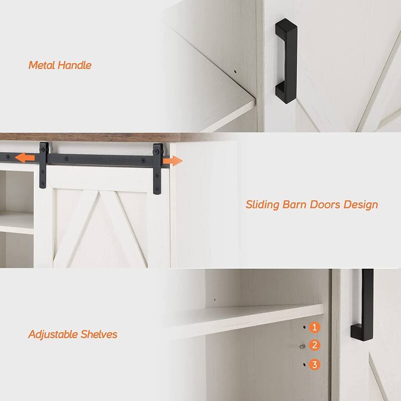 WAMPAT Farmhouse Coffee Bar Cabinet Storage Sideboard