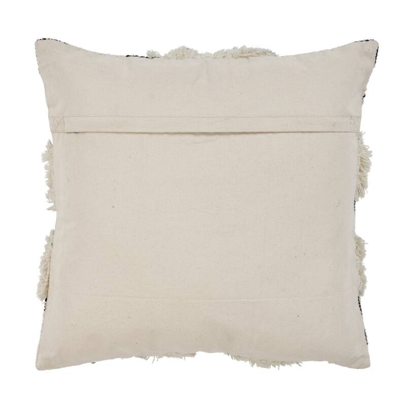 HomeRoots 20" X 20" Black and Ivory Linen Cotton Blend Zippered Pillow